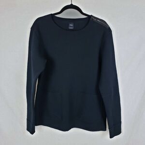 Nau Boiled Wool Top Womens L Long Sleeve Minimalist Old Money Classic Zip Accent